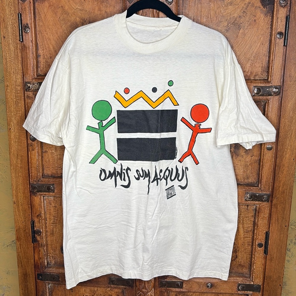 True 80s Vintage White Cotton T-Shirt Bold Color Graphics XL Oversized new